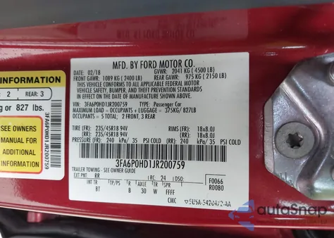 2018 Ford Fusion Se from USA, damaged, VIN 3FA6P0HD1JR200759